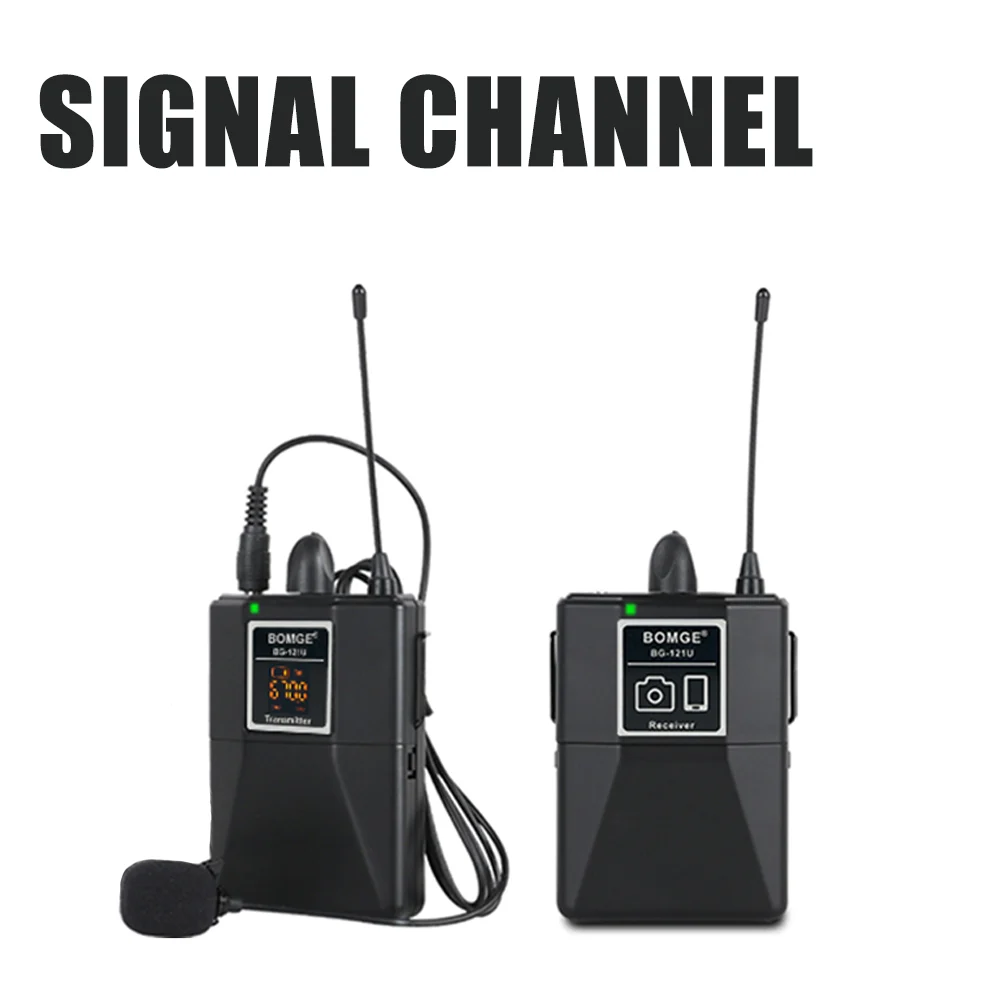 BOMGE Wireless Lavalier Lapel Microphone System/Headset Mic/Interview Mic，for iPhone, Android Smartphones