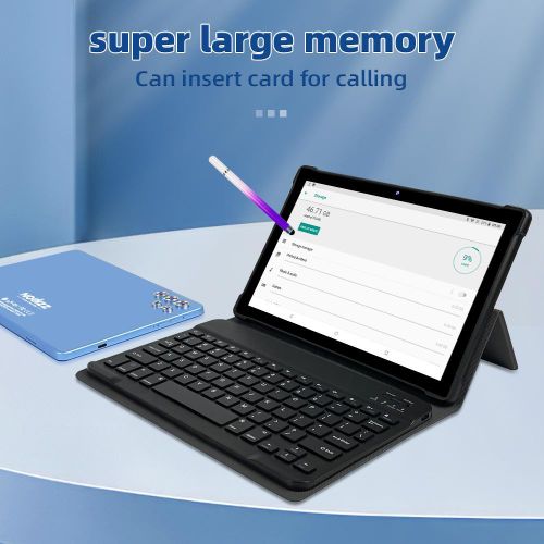 NODIZZ Local Stock-Npad13 10.1-inch smart ultra-thin tablet, real 2GB RAM+ 32GB ROM, support 5G network, dual SIM dual standby, eye-protecting screen, smooth touch control, comes with a mouse, keyboard and protective case, Black