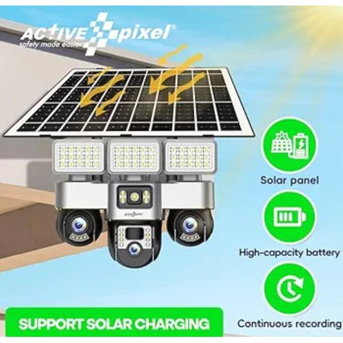 4G Sim Card Camera With Solar Panel Outdoor Floodlight Triple PTZ Camera Surveillance Security