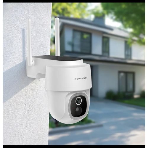 Powerology Built-In Solar Pan & Tilt Outdoor Camera - White