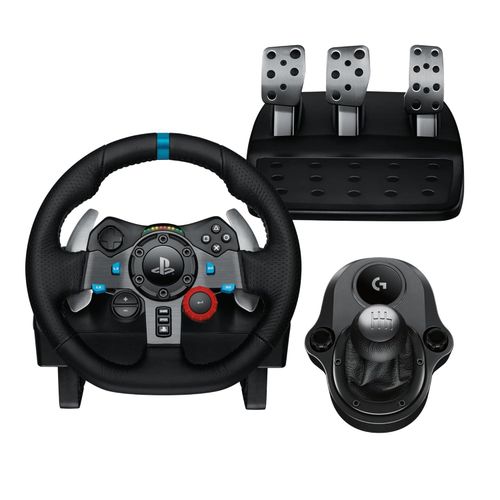 Logitech G29 Driving Force Racing Wheel and Pedals, Force Feedback, Real Leather + G Driving Force Shifter - For PS5, PS4 and PC, Mac