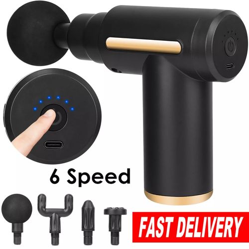 6-Speed ​​Massage Gun Massager + 4 Heads - Black